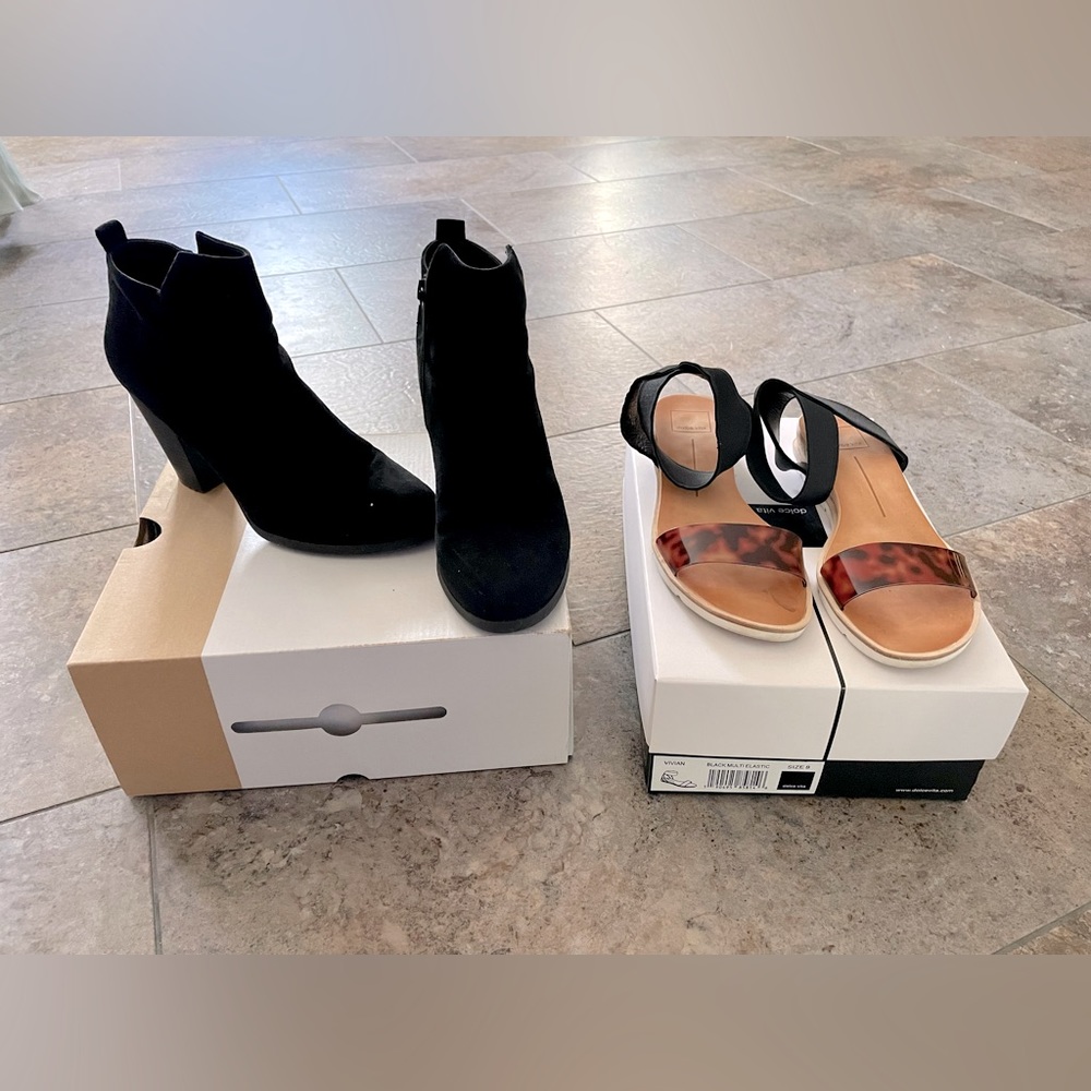 Black booties and sandals